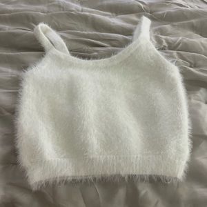 Colorful Natalie white fuzzy top